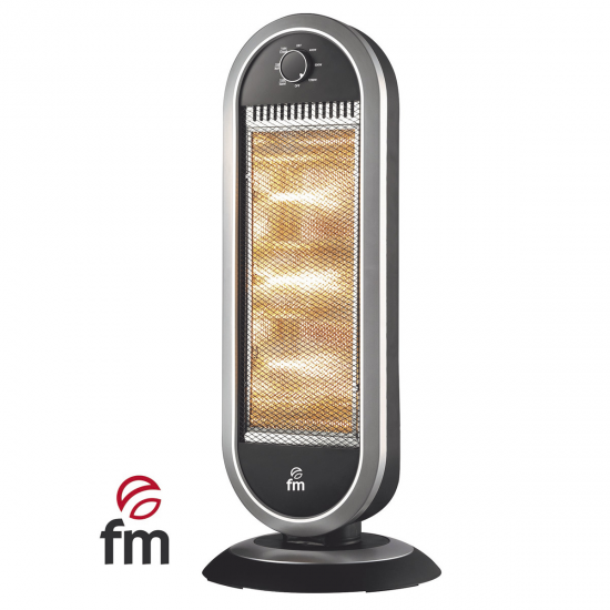 Calefactor infrarrojos Fm H30 1200W, radiador halógeno, auto oscilante, altura 73 cm, negro